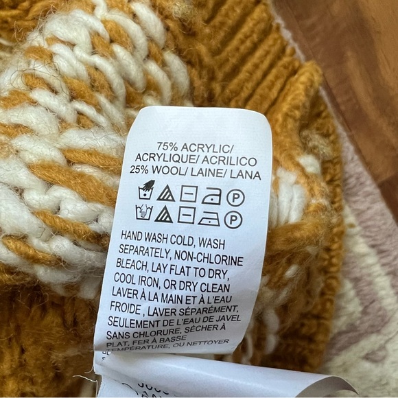 LUCKY BRAND Fair Isle Wool blend Crewneck Sweater Long Sleeve Mustard SOLD - Picture 5 of 8